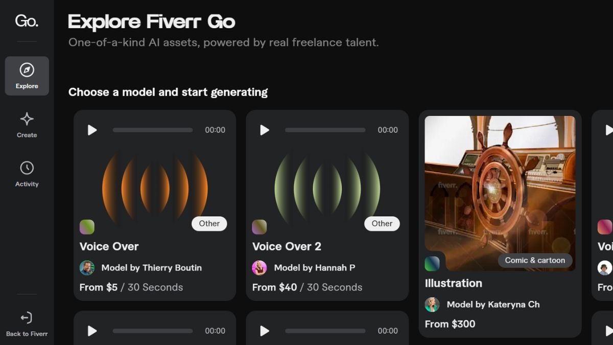 Fiverr गो इंटरफ़ेस Fiverr गो इंटरफ़ेस