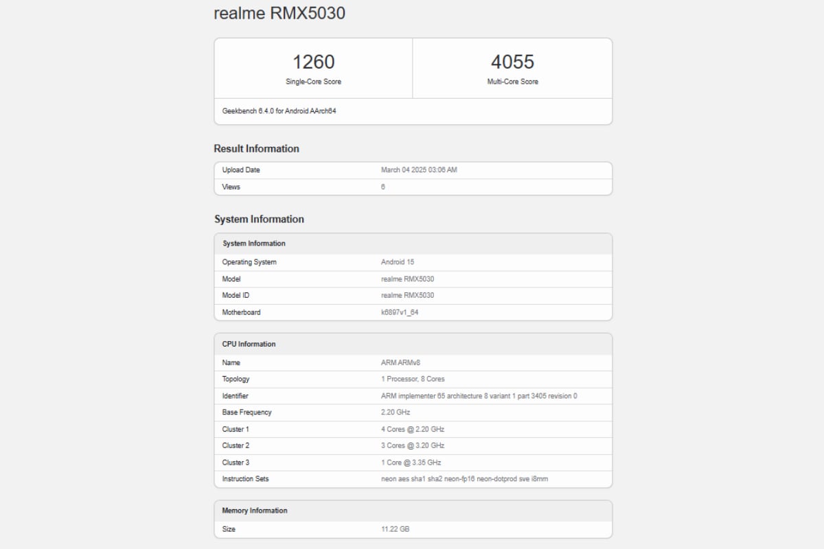 REALME RMX5030 GEEKBENCH INLINE P3ULTRA